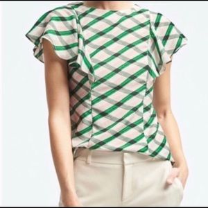 Banana Republic Lucia flutter sleeve blouse green